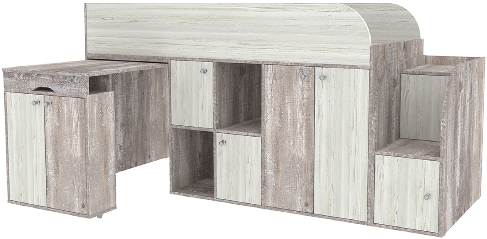 Изображение товара Кровать Кариви Малыш 3 218x108x84 см ЛДСП цвет бетон/винтерберг