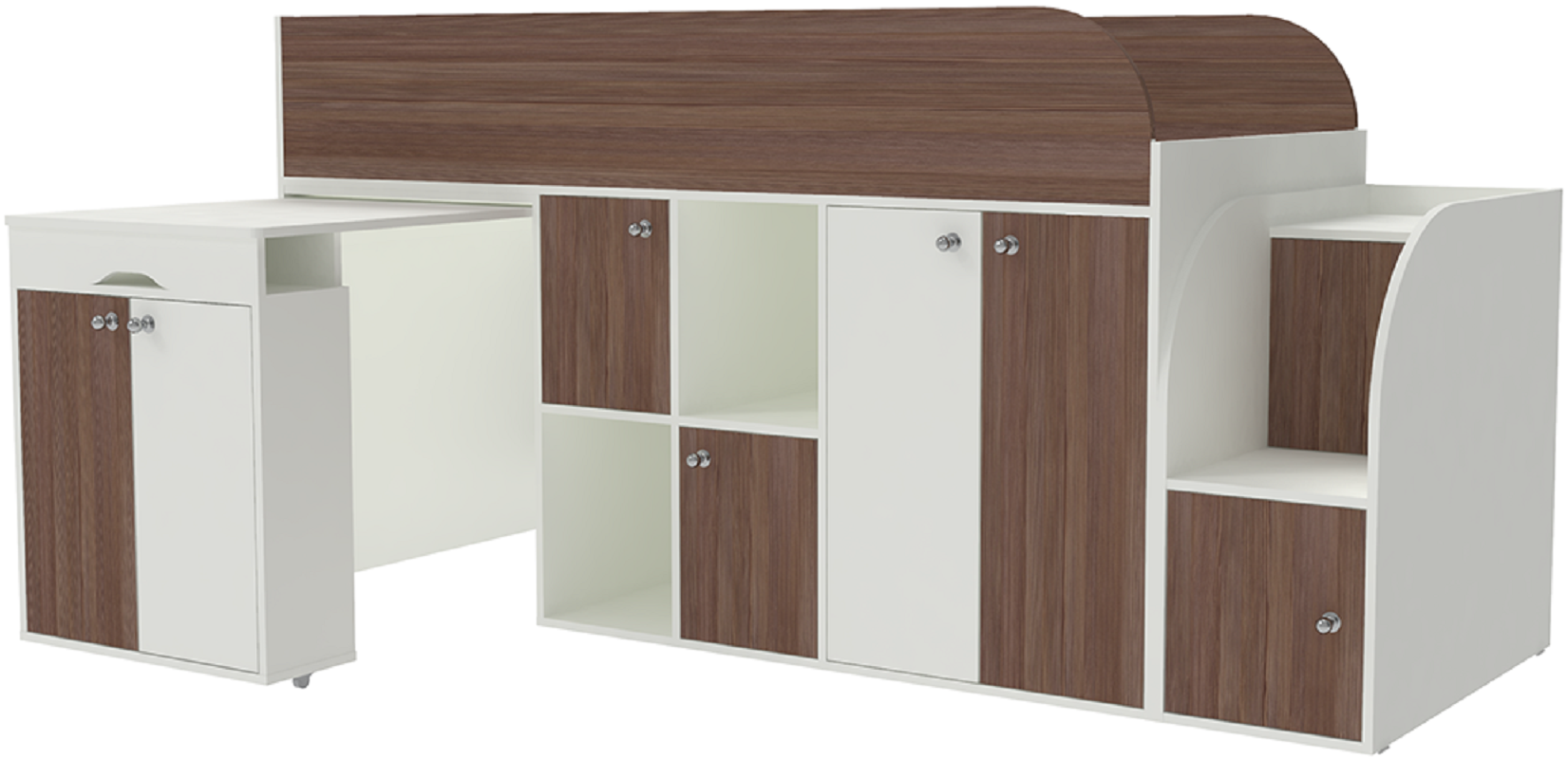 Изображение товара Кровать Кариви Малыш 3 218x108x84 см ЛДСП цвет белый/бодега темный