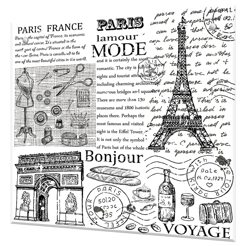 Изображение товара Декоративный кухонный фартук Borntoprint Бонжур из закаленного стекла 60x50 см