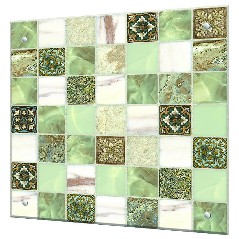 Изображение товара Декоративный кухонный фартук Borntoprint Зелёный мрамор 60x60x4 см закаленное стекло цвет прозрачный