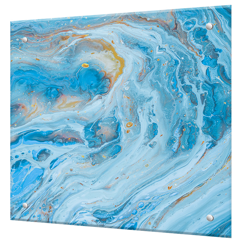 Изображение товара Декоративный кухонный фартук Borntoprint Лазурный мрамор 60x60x4 см закаленное стекло цвет прозрачный