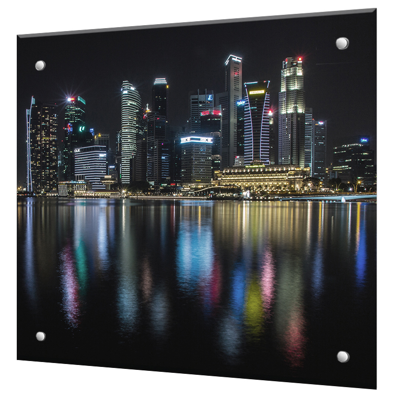 Изображение товара Декоративный кухонный фартук Borntoprint Огни сингапура 60x60x4 см закаленное стекло цвет прозрачный