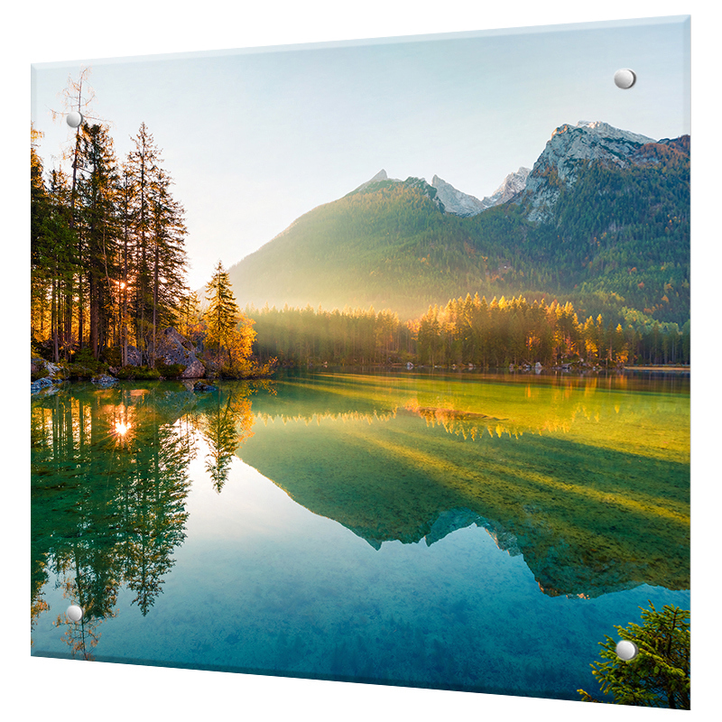 Изображение товара Декоративный кухонный фартук Borntoprint Горное озеро 60x50x4 см закаленное стекло цвет прозрачный