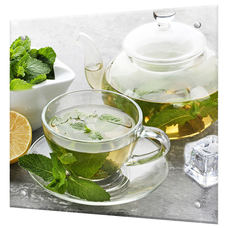 Изображение товара Декоративный кухонный фартук Borntoprint Чай и мята 50x50x4 см стекло
