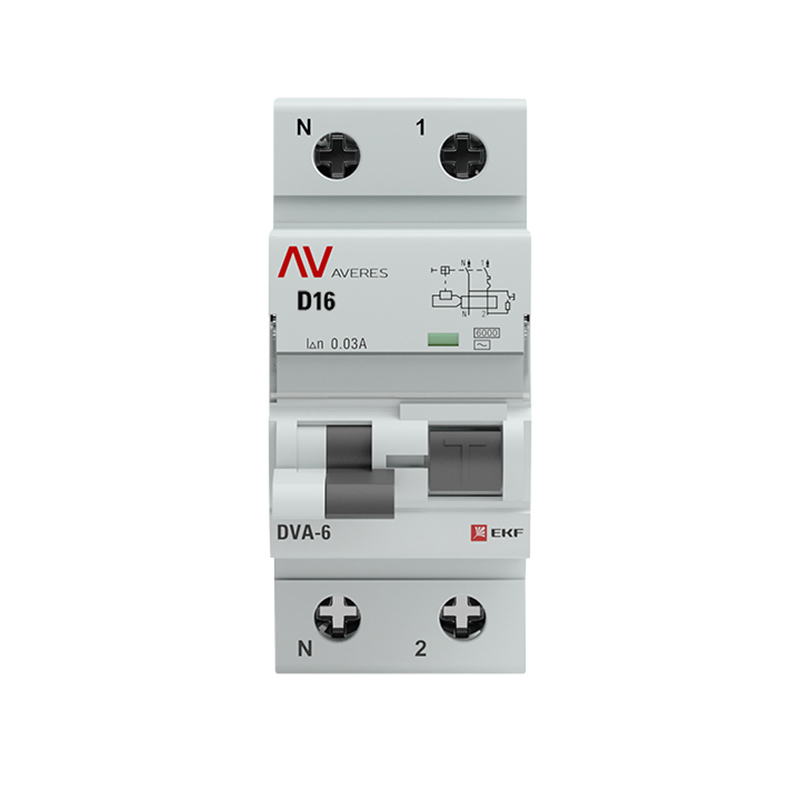 Изображение товара Дифференциальный автомат Ekf Averes DVA-6 1P+N C16 А 30 мА 6 кА D rcbo6-1pn-16D-30-ac-av