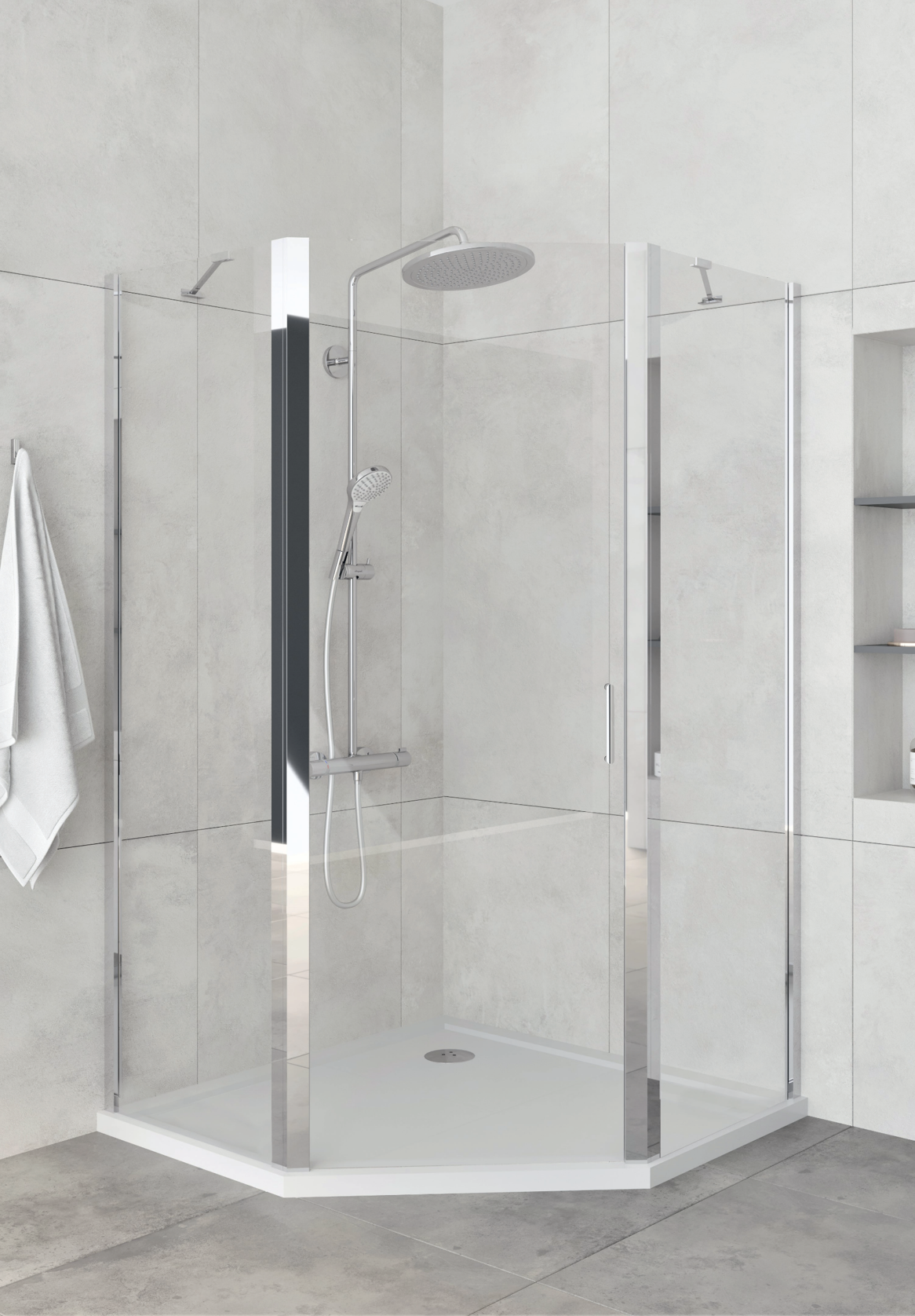 Изображение товара Душевой уголок Rain PEN-90 с прозрачным стеклом 90x90 см