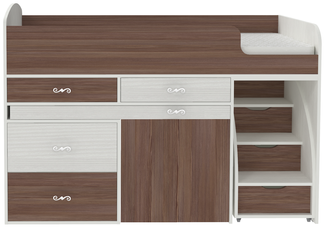 Изображение товара Кровать Кариви Малыш 6 163x104x73 см ЛДСП цвет бодега темный/белое дерево