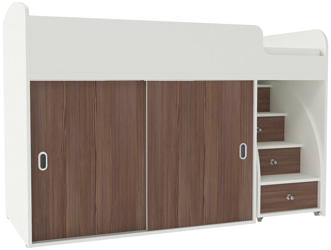 Изображение товара Кровать Кариви Малыш купе 164x110x74 см ЛДСП цвет белый/бодега темный