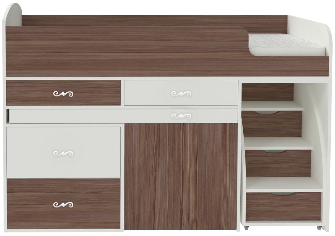 Изображение товара Кровать Кариви Малыш 6 163x104x73 см ЛДСП цвет белый/бодега темный