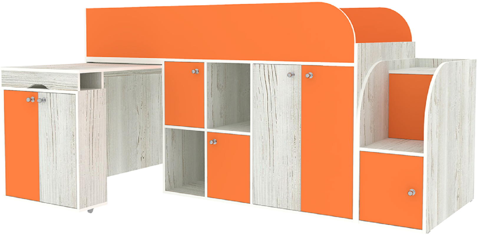 Изображение товара Кровать чердак Малыш 3 Кариви 218x108 см ЛДСП оранжевый/винтерберг