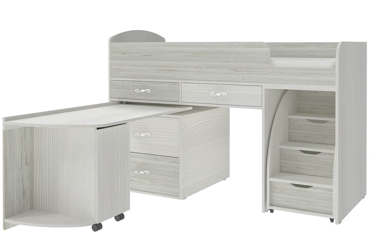 Изображение товара Кровать Кариви Малыш 6 163x104x73 см ЛДСП цвет винтерберг/белое дерево