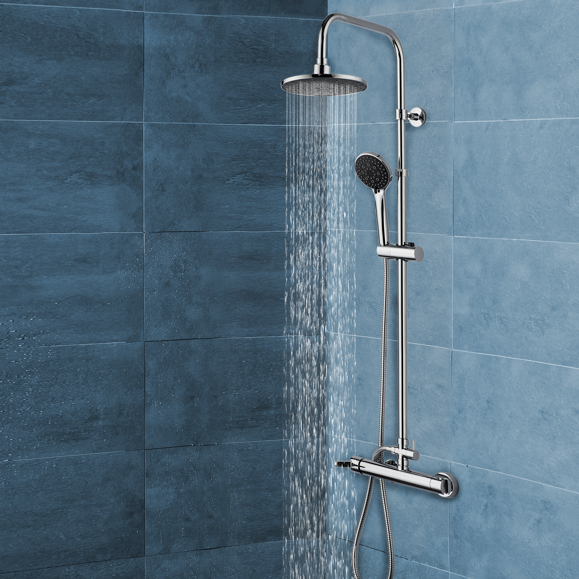 Изображение товара Душевая стойка Sensea Essential 5 режимов цвет хром со смесителем