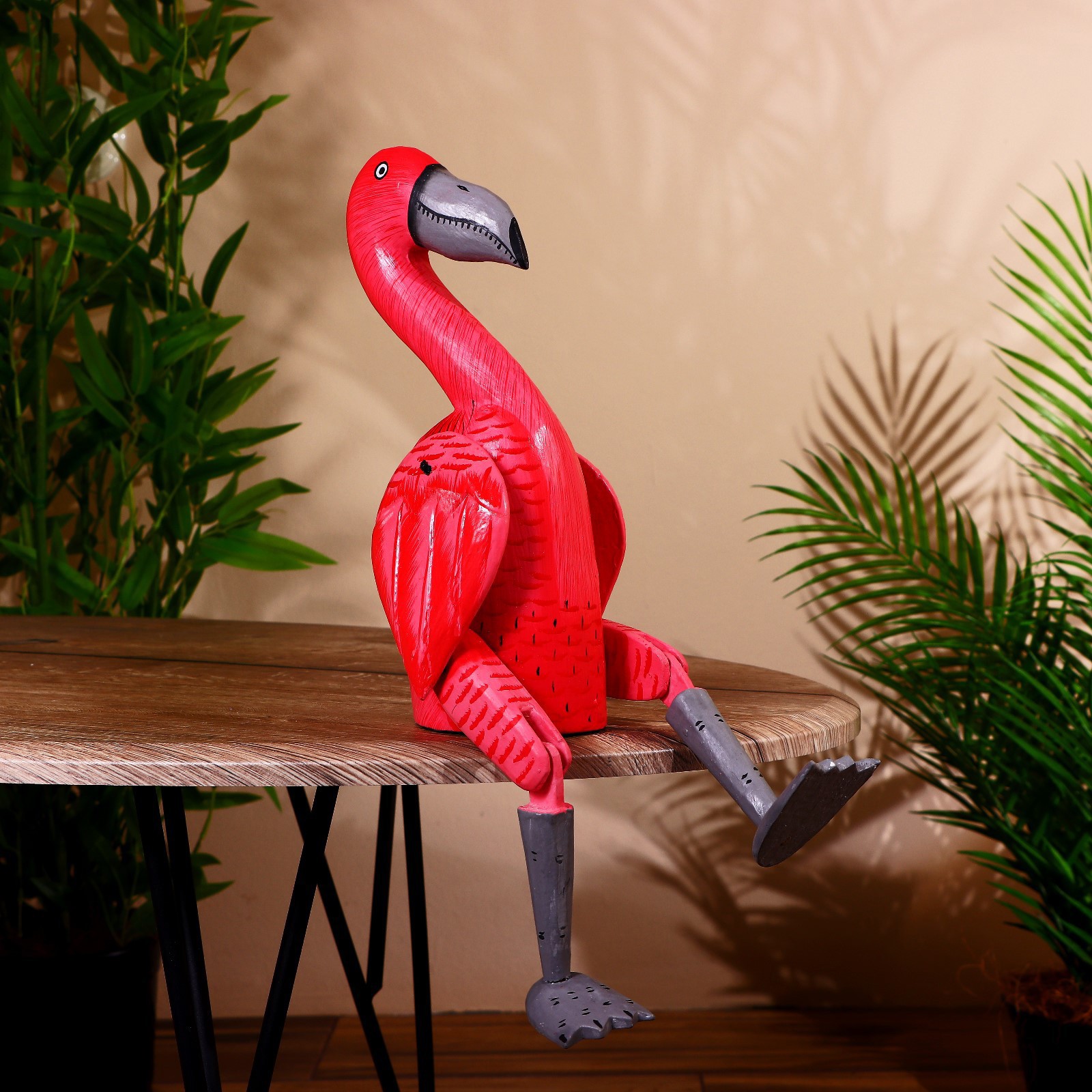 Изображение товара Декоративная фигура Фламинго, 38 см, ручная работа из дерева