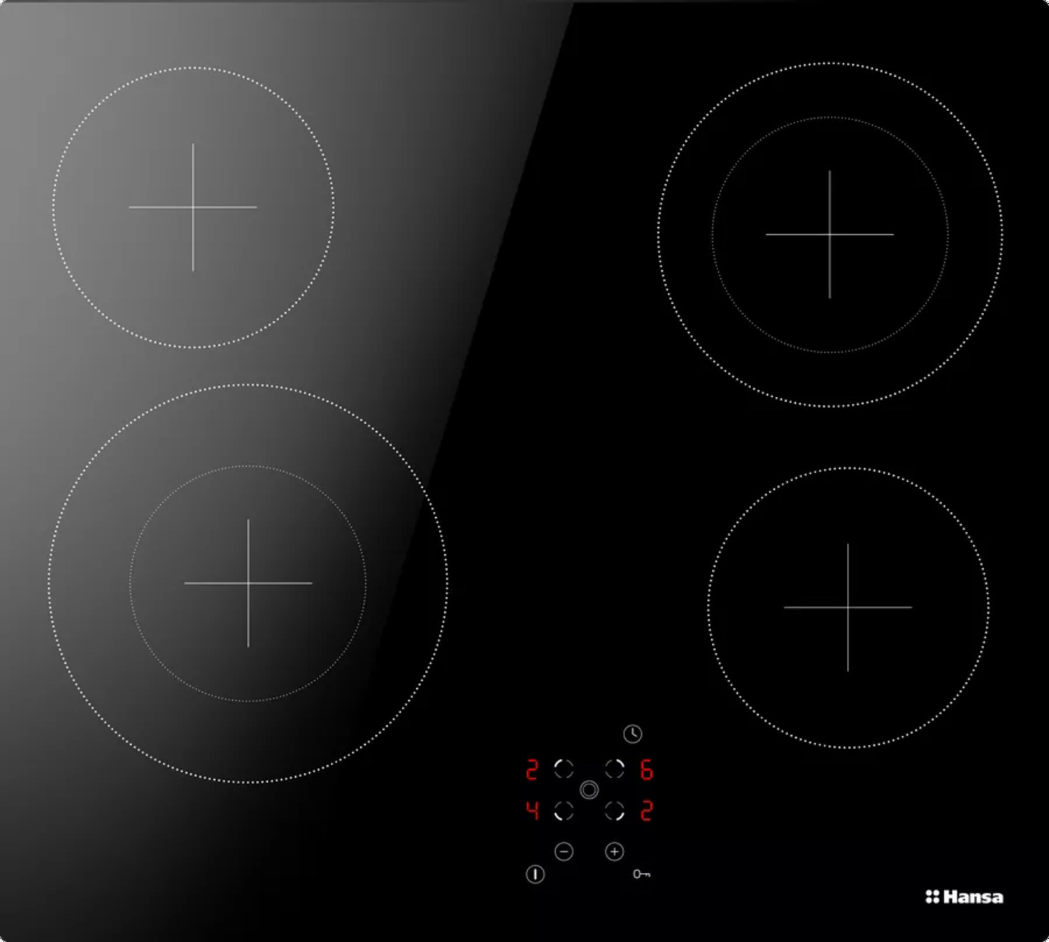 Изображение товара Электрическая варочная панель Hansa BHC96508 4 конфорки стеклокерамика черная