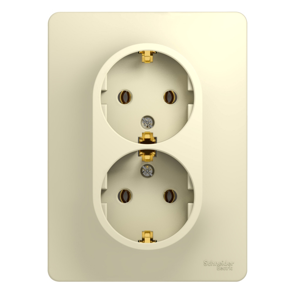 Изображение товара Розетка двойная Systeme Electric Glossa GSL000224 с заземлением цвет бежевый