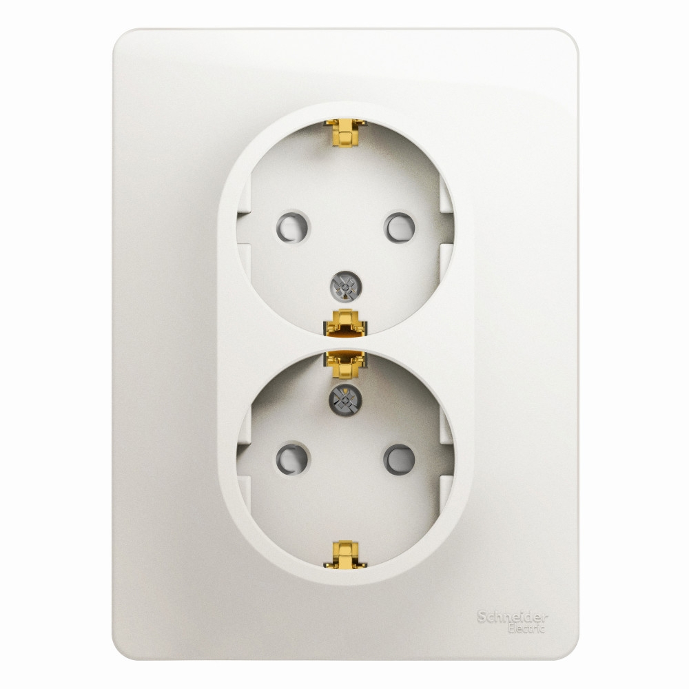 Изображение товара Розетка двойная Systeme Electric Glossa GSL000626 с заземлением цвет перламутровый 1 шт