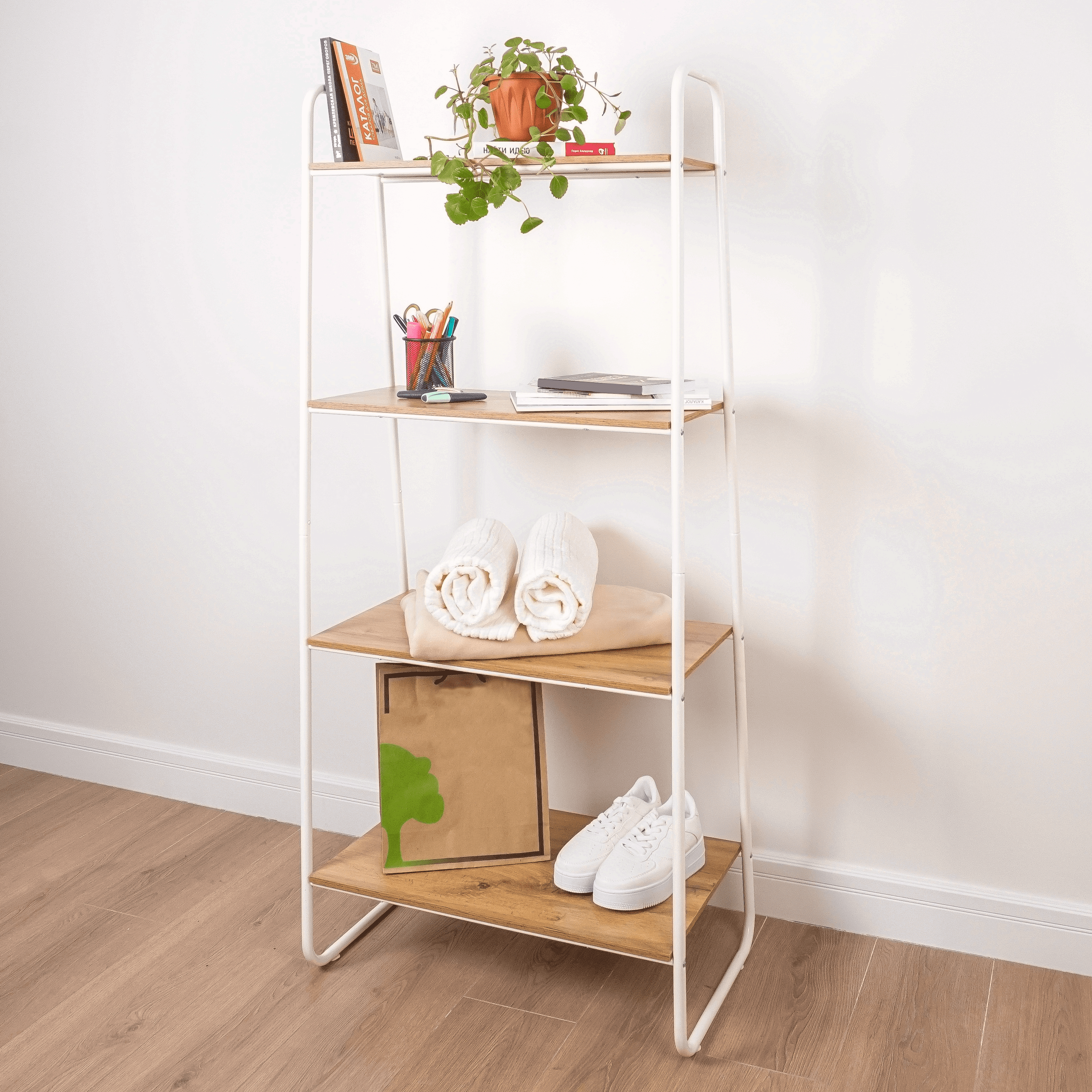 Изображение товара Стеллаж с полками Зми 60x9x39 см нагрузка до 10 кг металл цвет белый