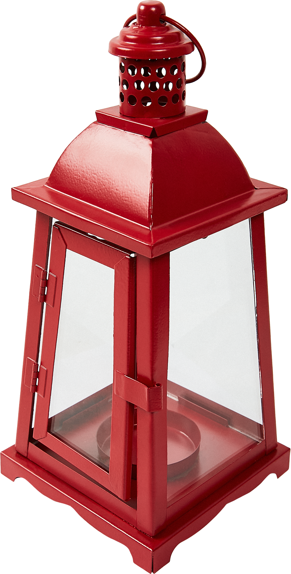 Изображение товара Новогодний металлоглазый фонарь-подсвечник красного цвета для праздника