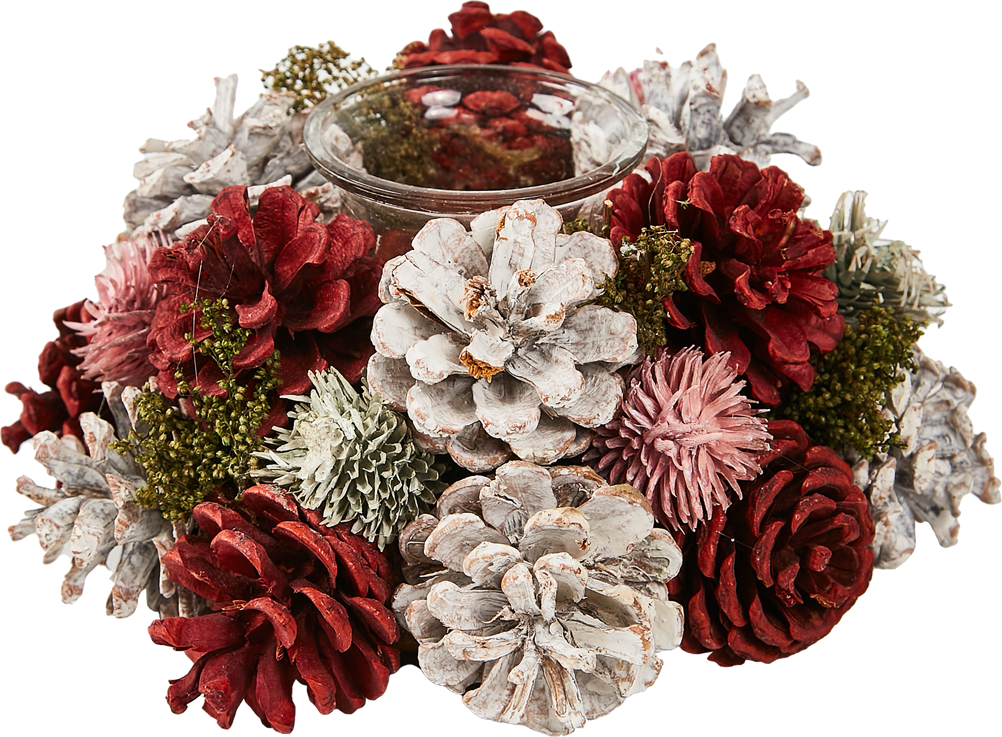 Изображение товара Новогодняя фигурка Подсвечник с шишками праздничный для уютного интерьера