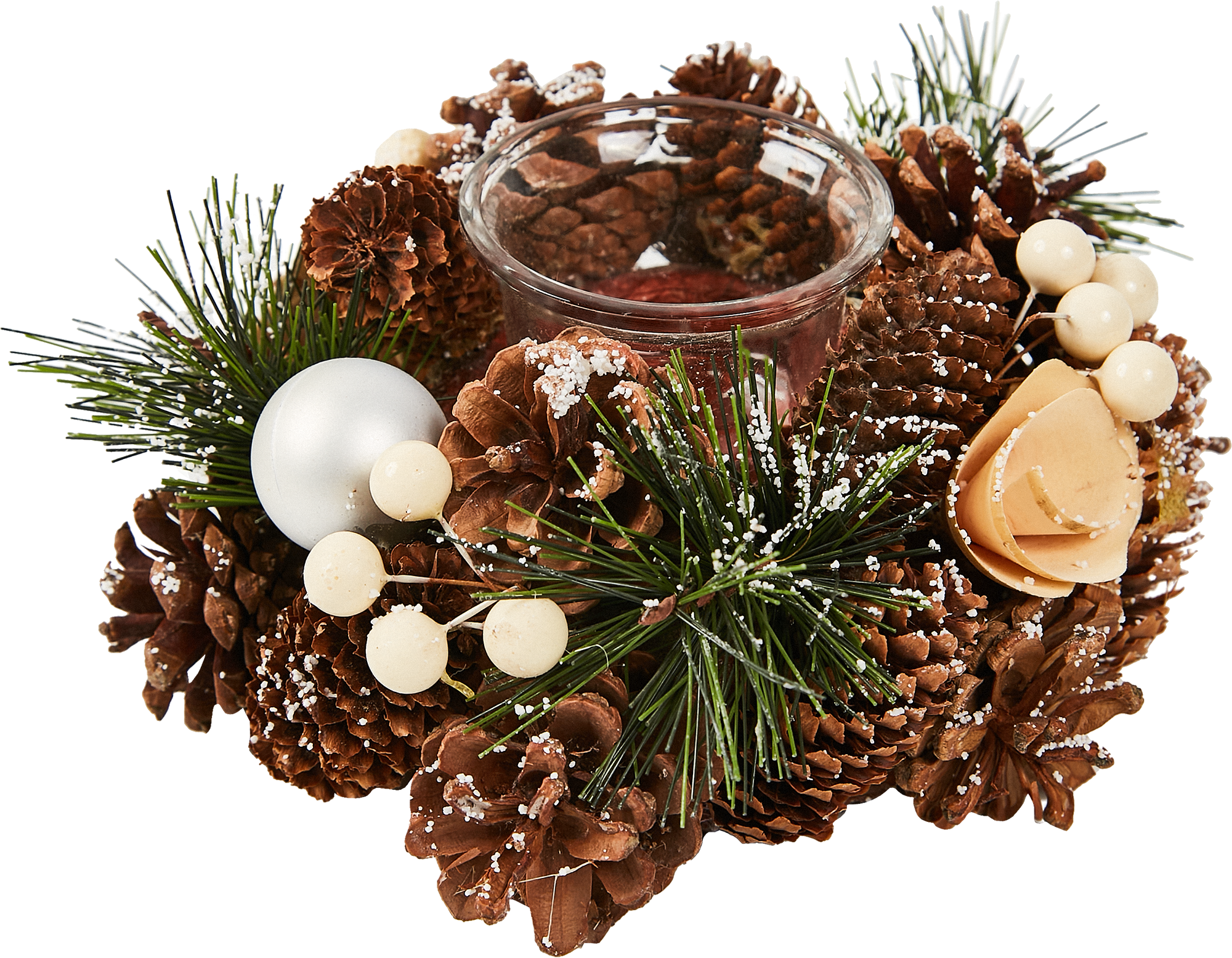 Изображение товара Новогодняя фигурка Подсвечник с шишками праздничный