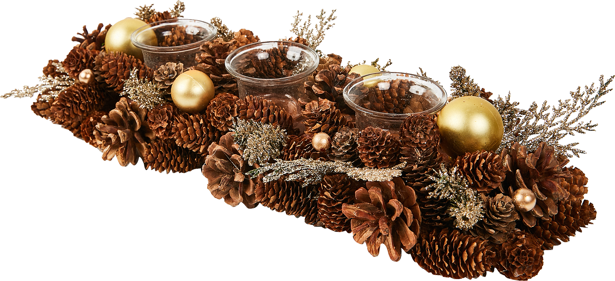 Изображение товара Новогодняя фигурка Подсвечник с шишками праздничный