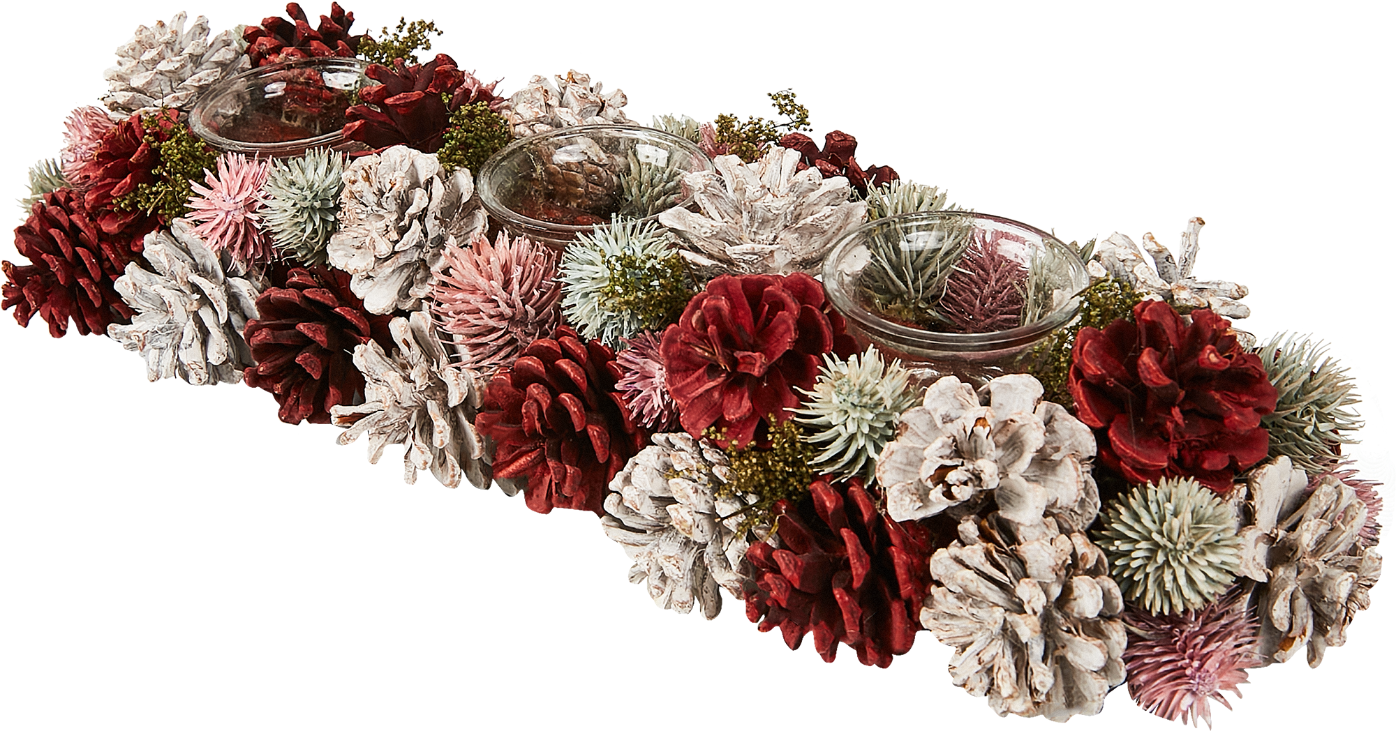 Изображение товара Новогоднее украшение Подсвечник с шишками праздничный