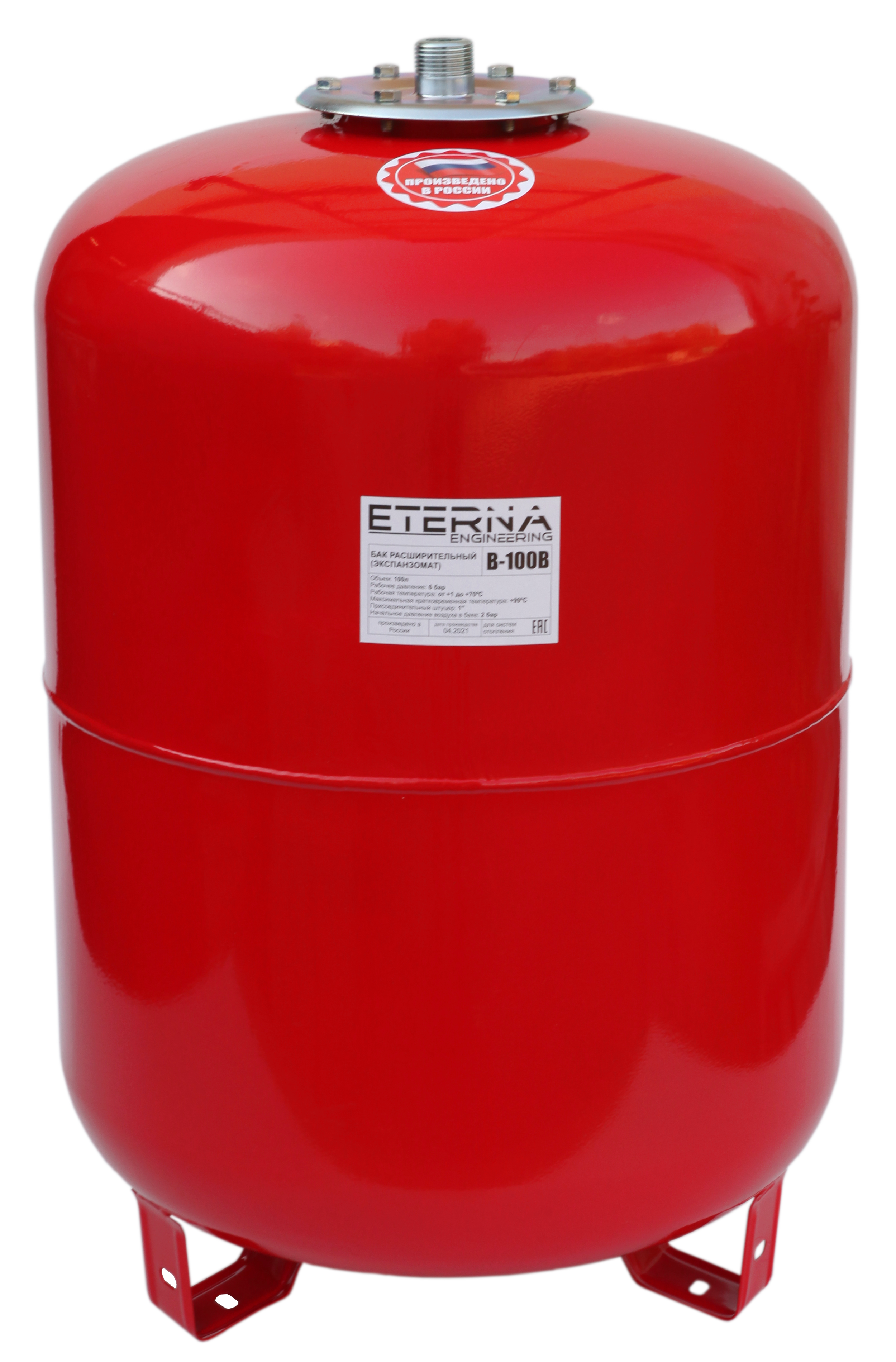 Изображение товара Расширительный бак для ГВС 100 л Eterna 1 красный для систем отопления и водоснабжения
