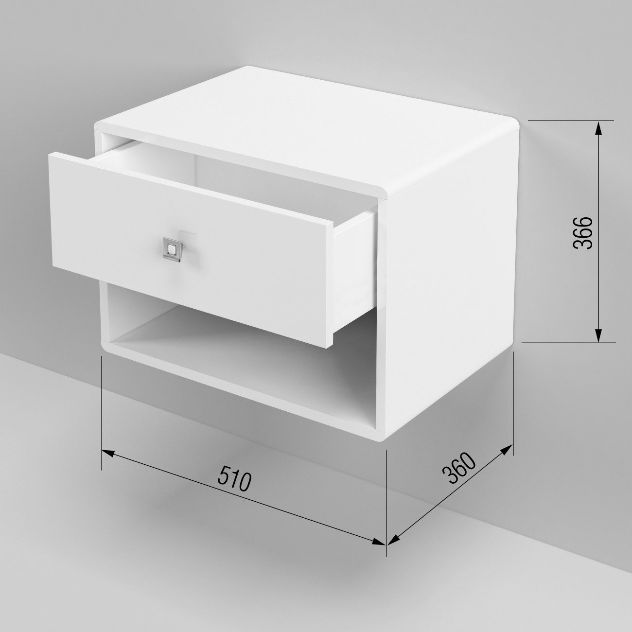 Тумба прикроватная Regent style 51x36.6x36 см 1 ящик ЛДСП цвет белый ️ ...