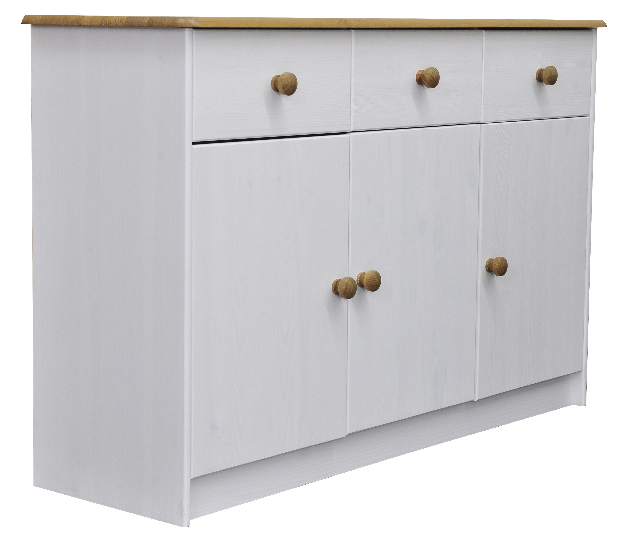 Изображение товара Комод Dipriz Хаба 3 ящика 134x39x79.5 см дерево цвет белый/бежевый