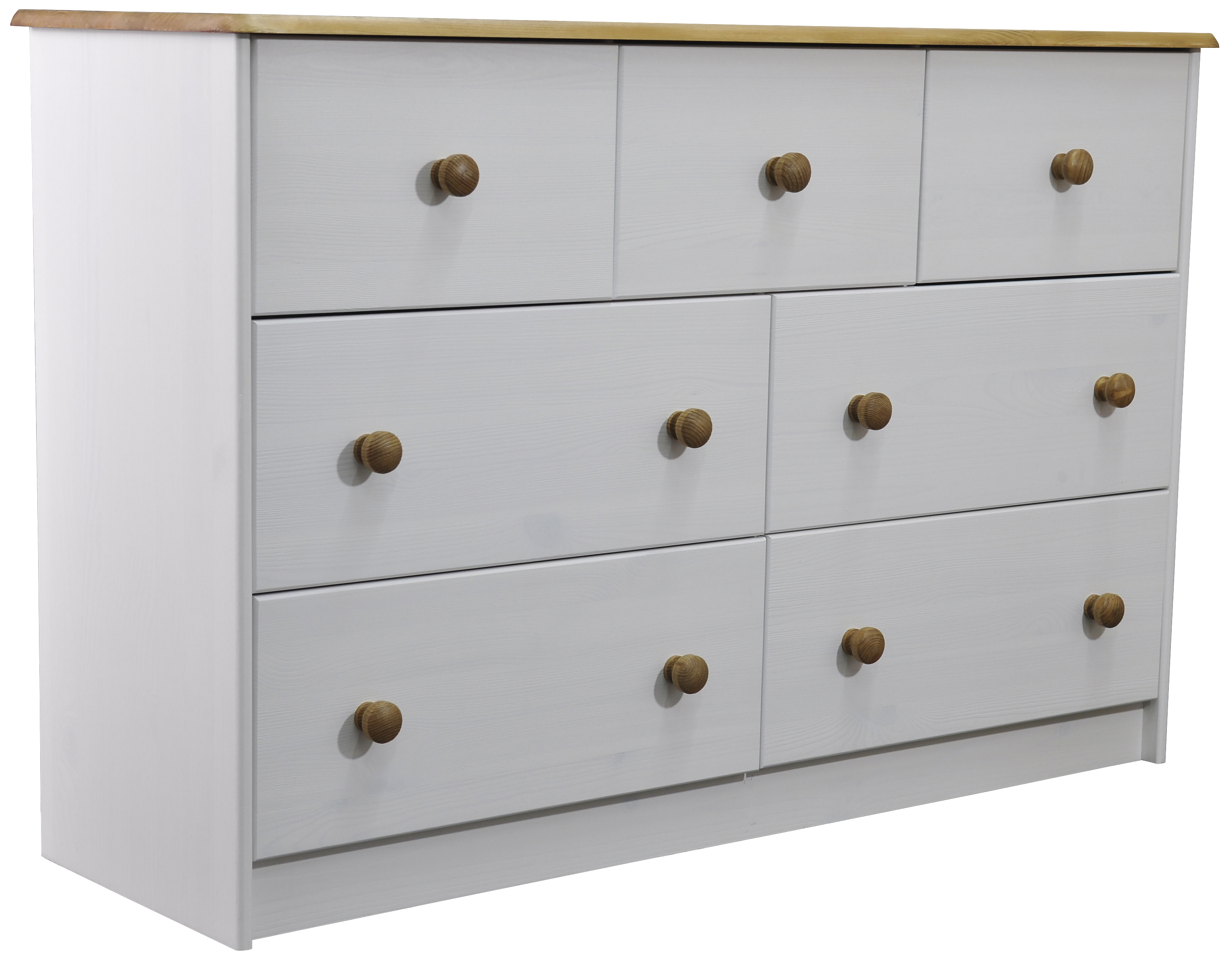 Изображение товара Комод Dipriz Хаба 7 ящиков 113x35x73 см дерево цвет белый/бежевый