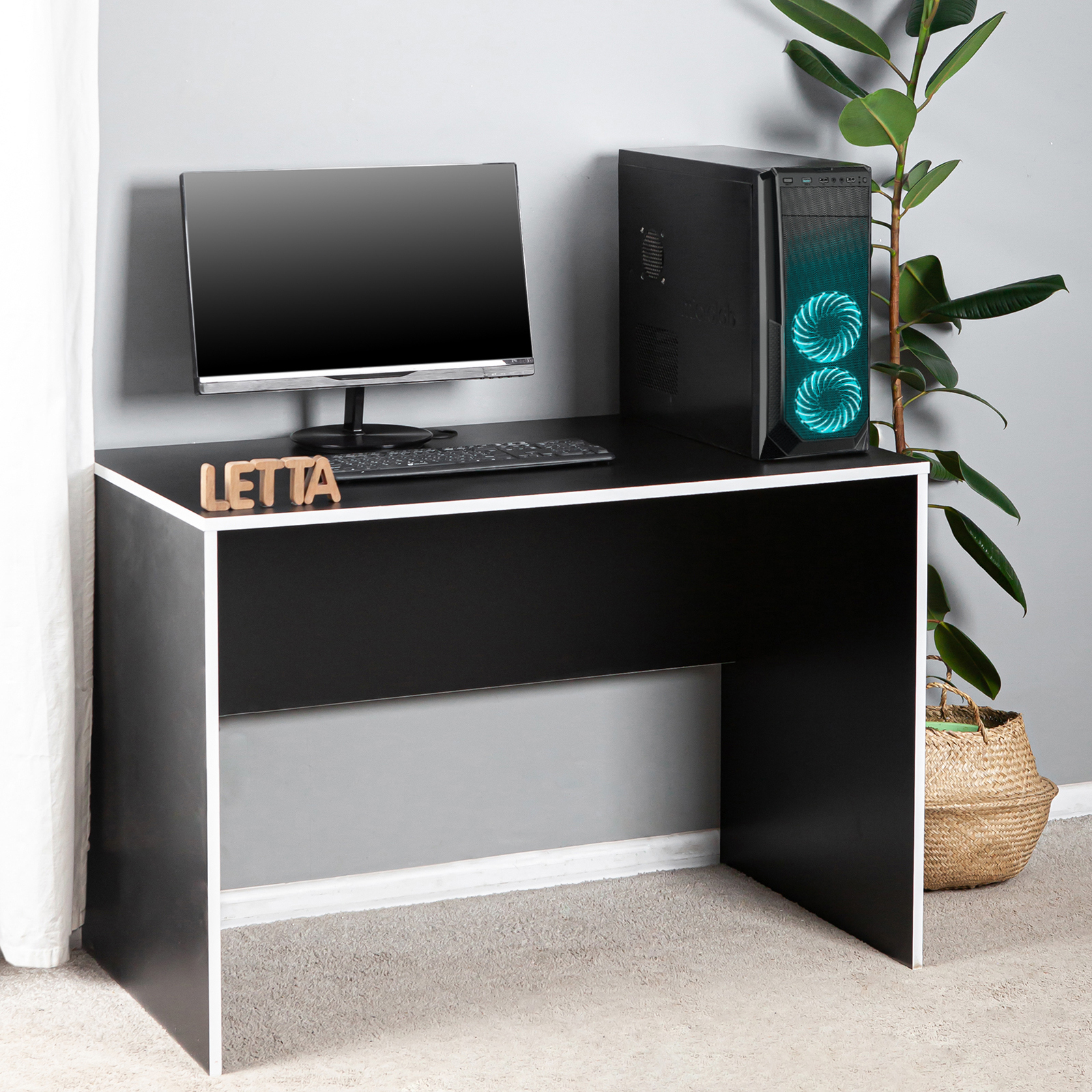 Изображение товара Компьютерный стол Letta Orion Plus L7778 109x75x60 см ЛДСП цвет черный/белый