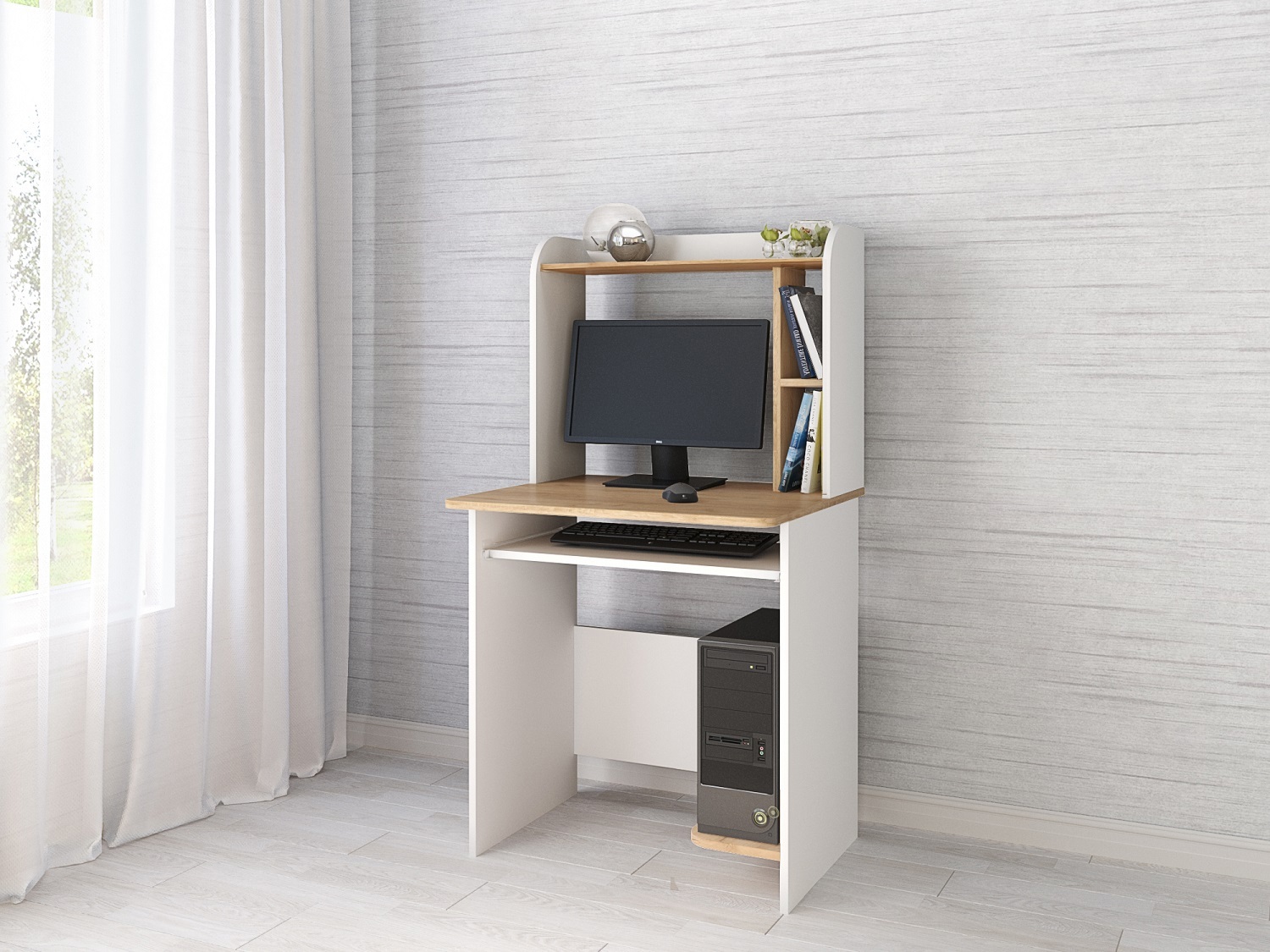 Изображение товара Стол офисный Грета-1 из ЛДСП 70x130 см дуб крафт золотой компактный и функциональный