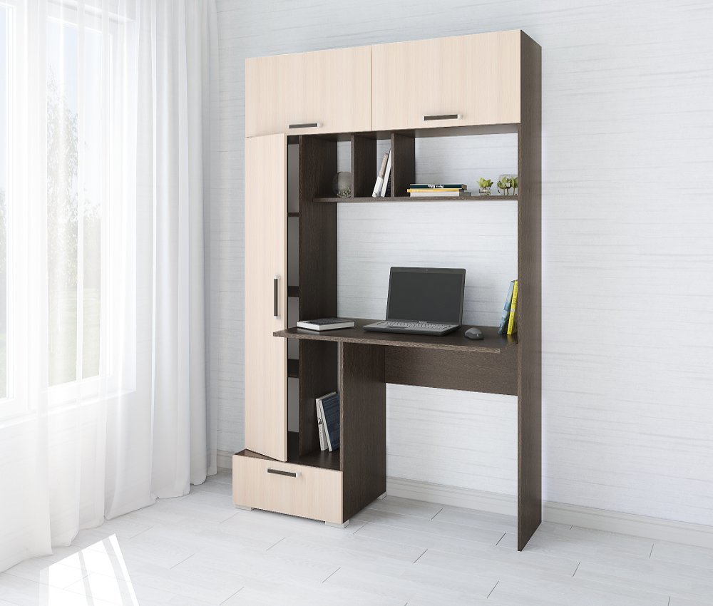 Изображение товара Компьютерный стол Тэкс Квартет-11 132x185x60 см венге Дуб сонома