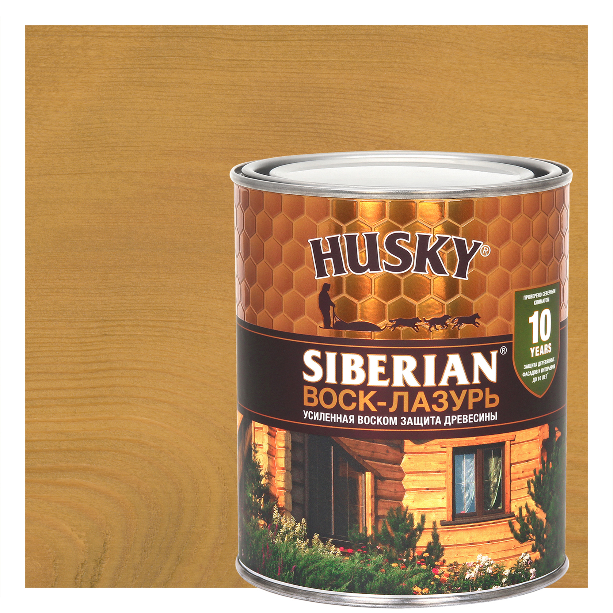 Изображение товара Воск-лазурь Husky Siberian полуматовый светлый дуб 0.9