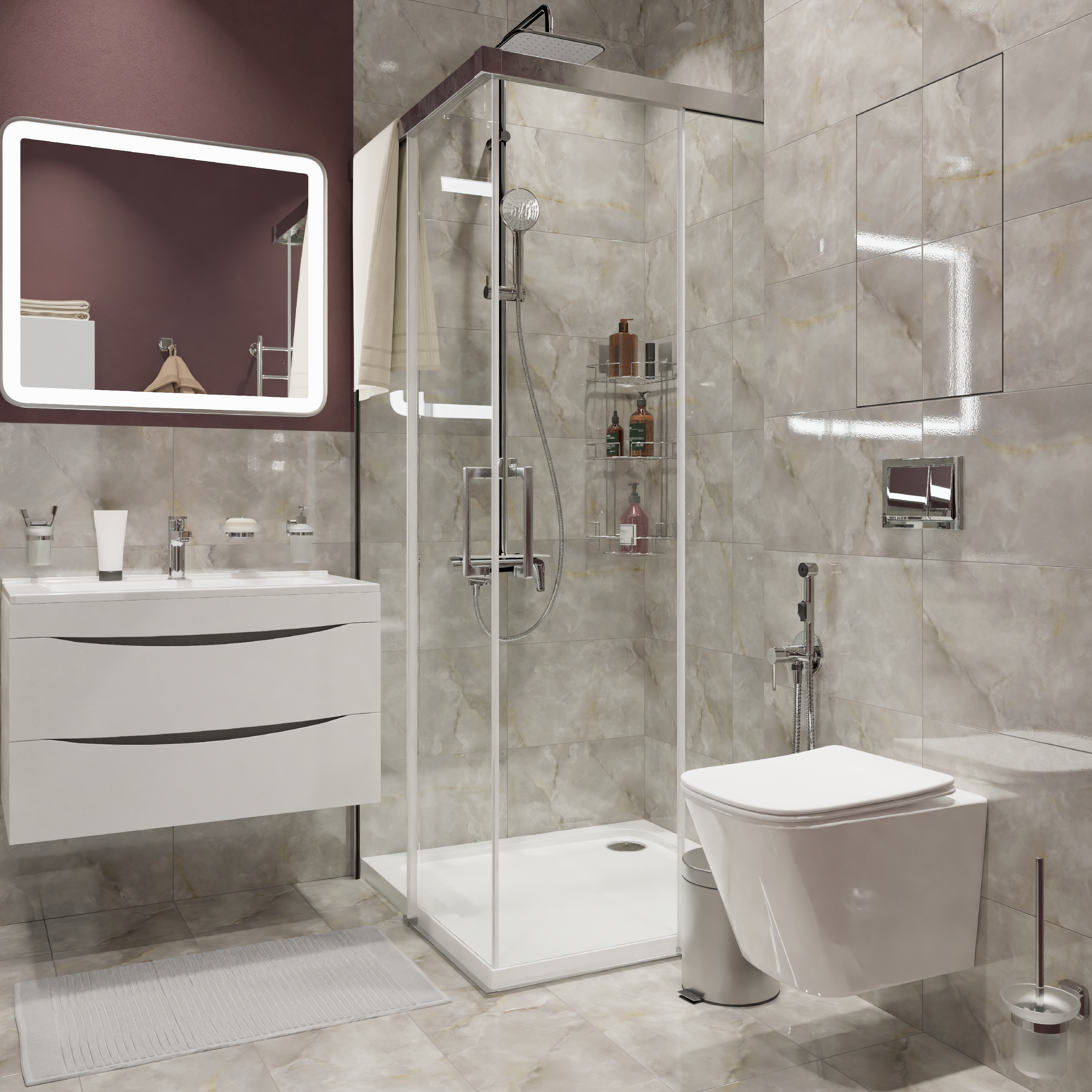 Изображение товара Настенная плитка Керамин Талисман 60x30 см глянцевая серый для кухни и ванной