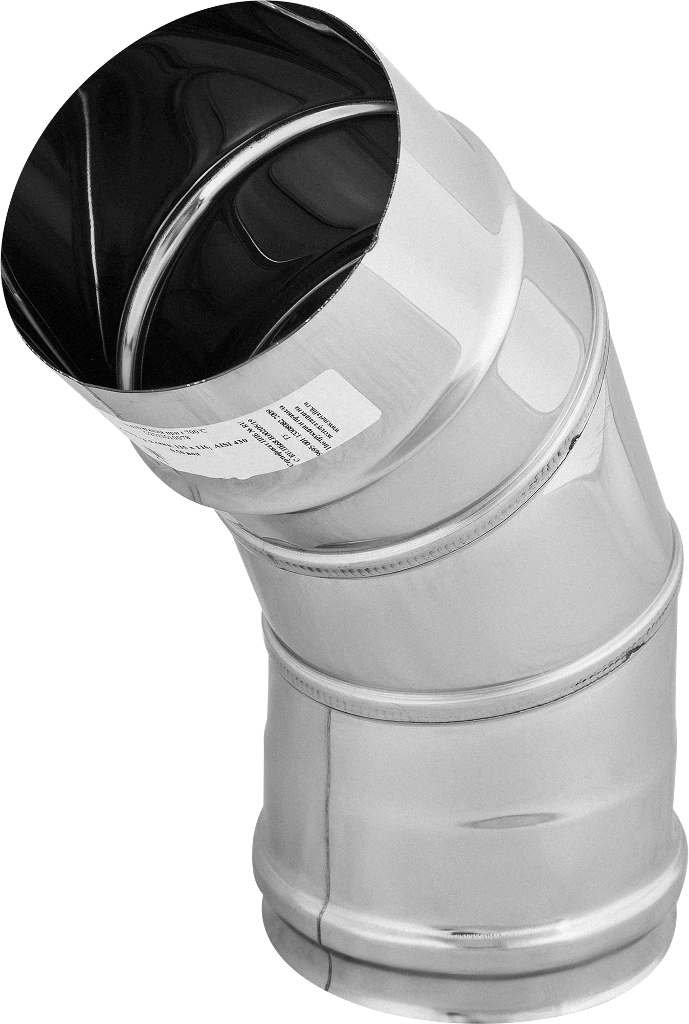 Изображение товара Отвод для дымохода D110 221x180 мм из нержавеющей стали AISI 430