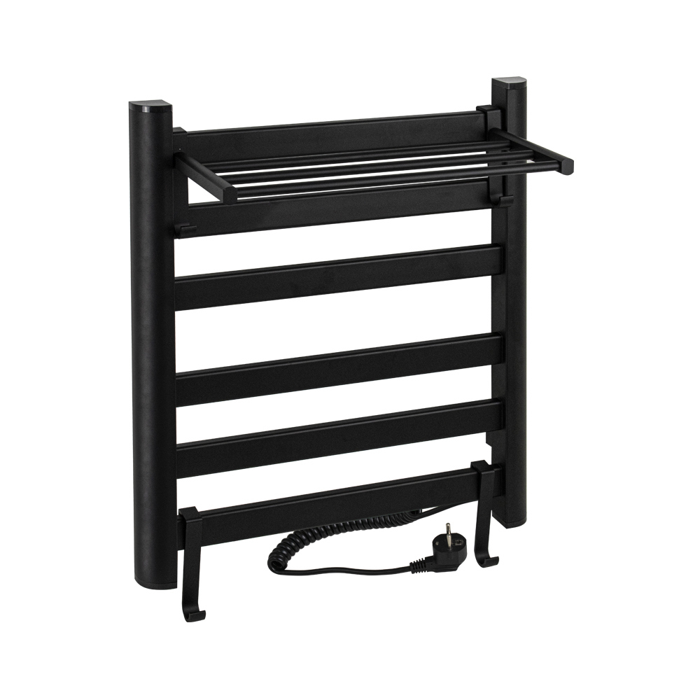 Изображение товара Полотенцесушитель электрический Brimix 08091B 500x600 мм 160 Вт с полкой Н-образный цвет черный
