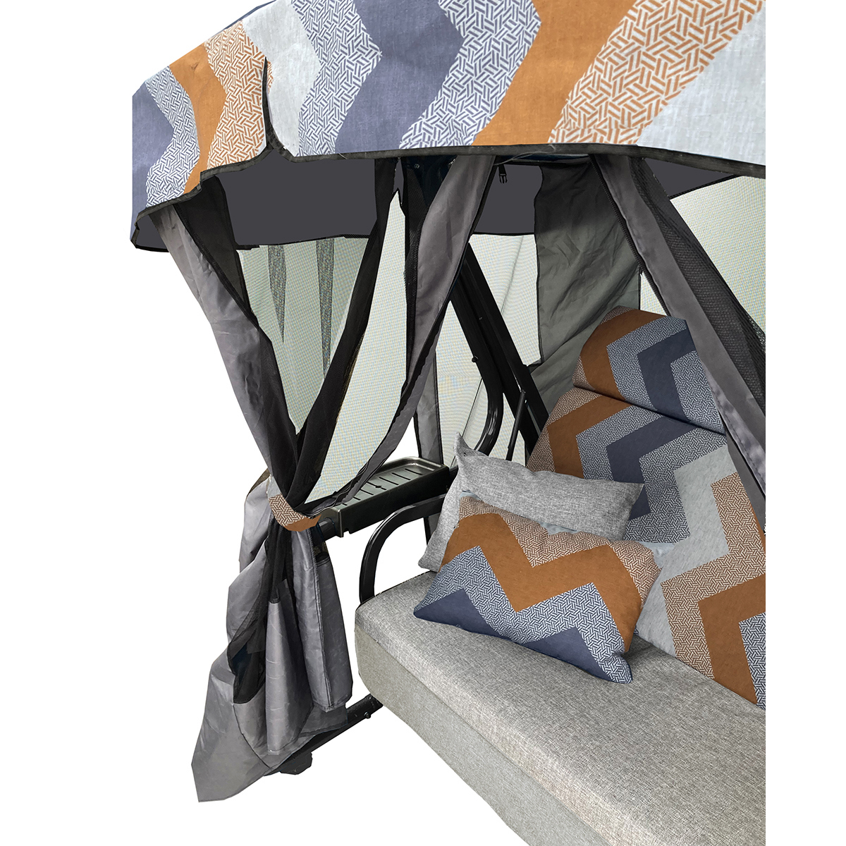 Изображение товара Качественные садовые качели Olsa 251701 Ияуб трехместные до 210 кг с москитной сеткой и тентом