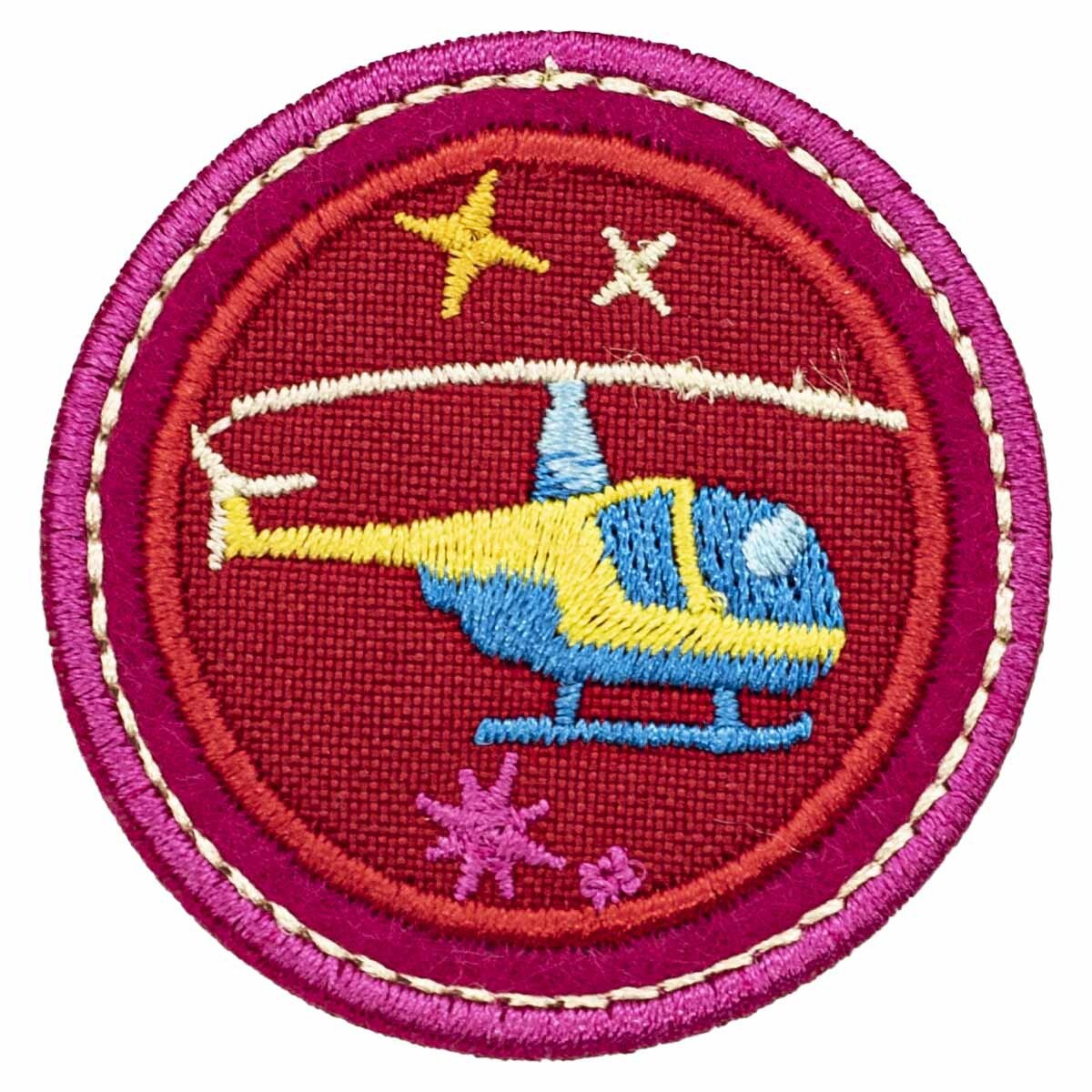 Изображение товара Термоаппликация заплатка Вертолет на красном фоне 4.7x4.7см