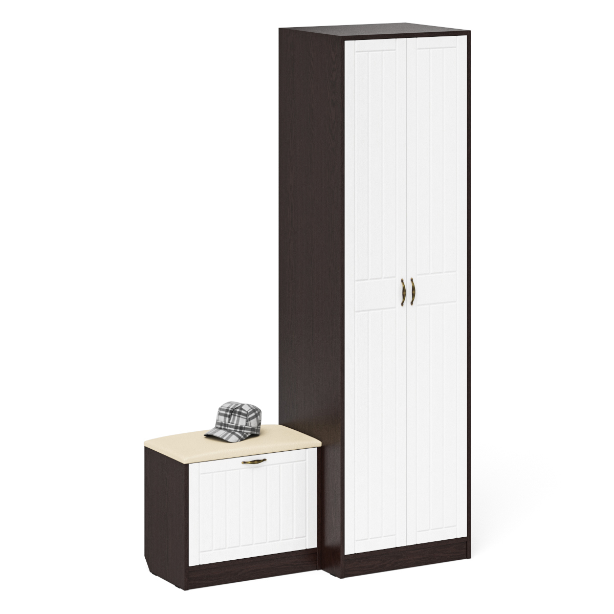 Изображение товара Распрашной шкаф с обувницей Мебельный двор прованс 120x210x50 см белый венге