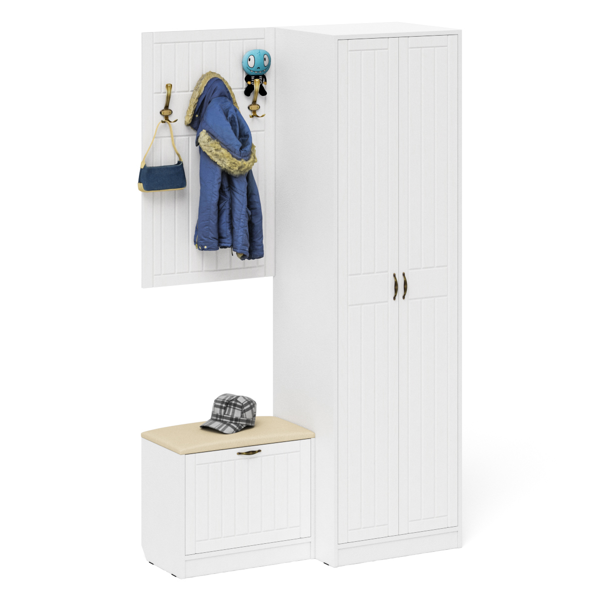 Изображение товара Распашной шкаф с обувницей и вешалкой Мебельный двор прованс 120x210x50 см