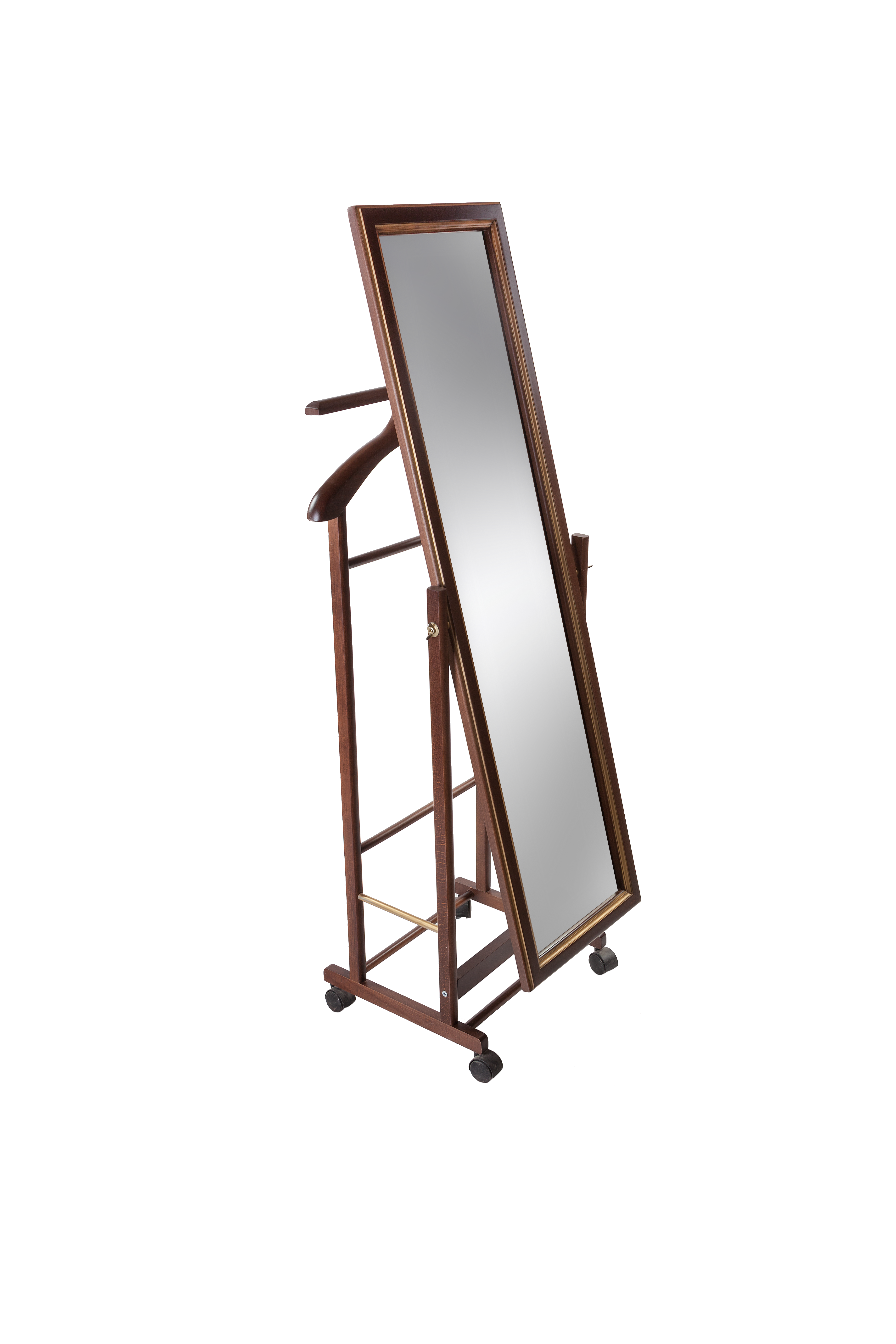 Изображение товара Вешалка для одежды Мебелик из массива дерева с колесами, 48x137x35 см, коричневая