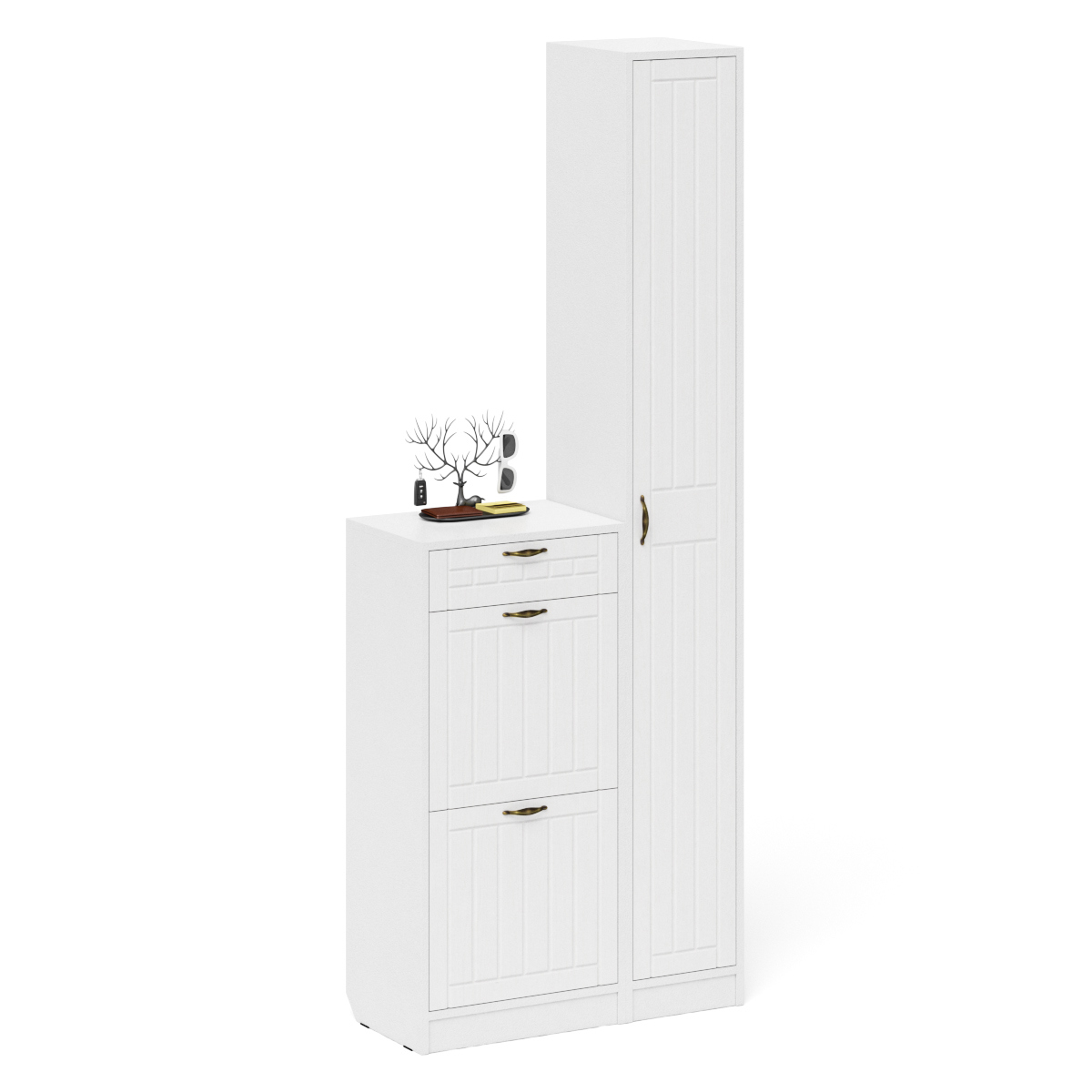 Изображение товара Шкаф для обуви Мебельный двор П-6 80x210x35 см белый ЛДСП ламинированный