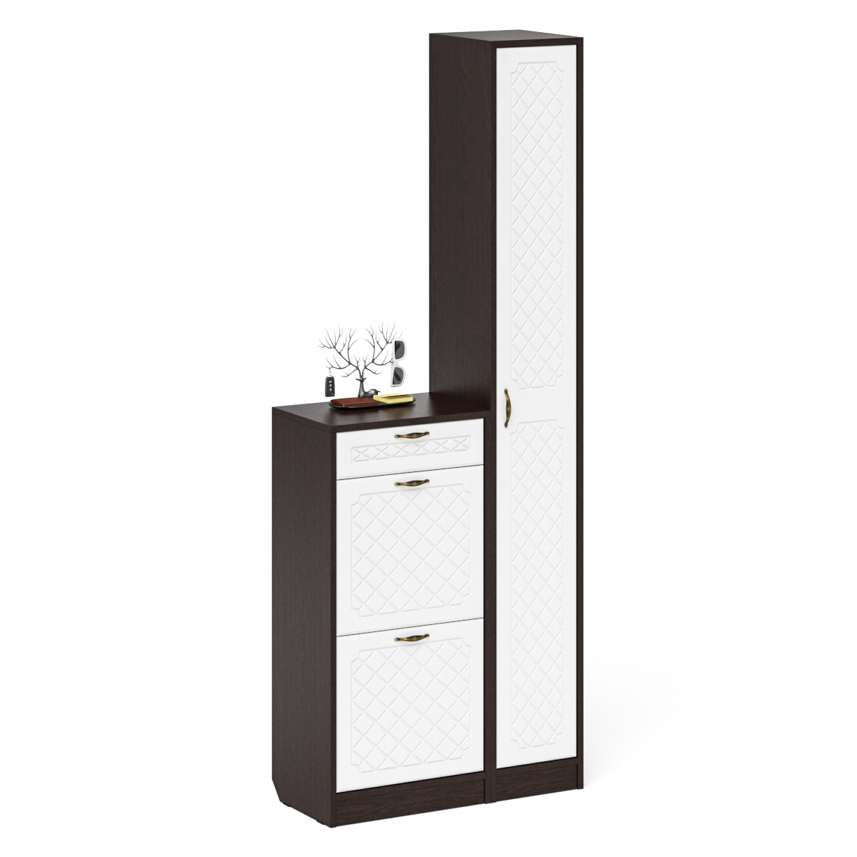 Изображение товара Шкаф для обуви Мебельный двор П-6 80x210 см белый/венге