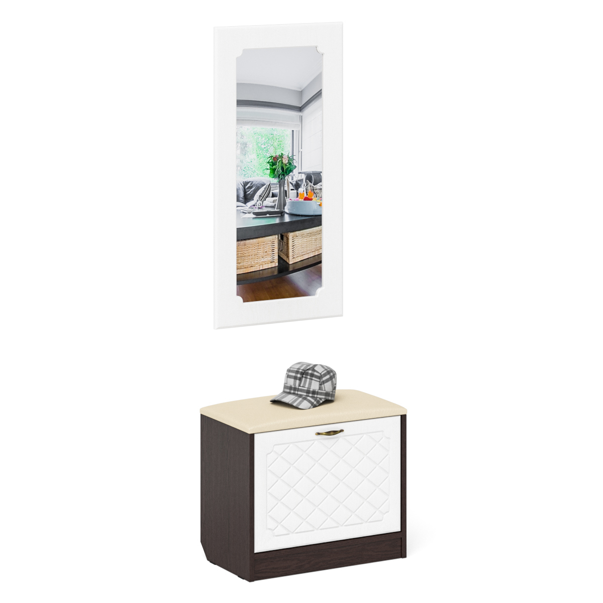 Изображение товара Шкаф для обуви Мебельный двор П-6 60x200x35 см белый/венге