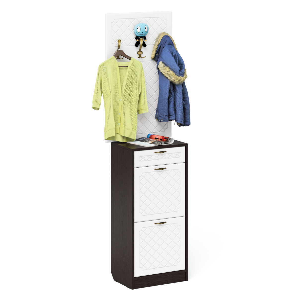 Изображение товара Шкаф для обуви Мебельный двор 1024941 50x210x35 см с ящиком и вешалкой