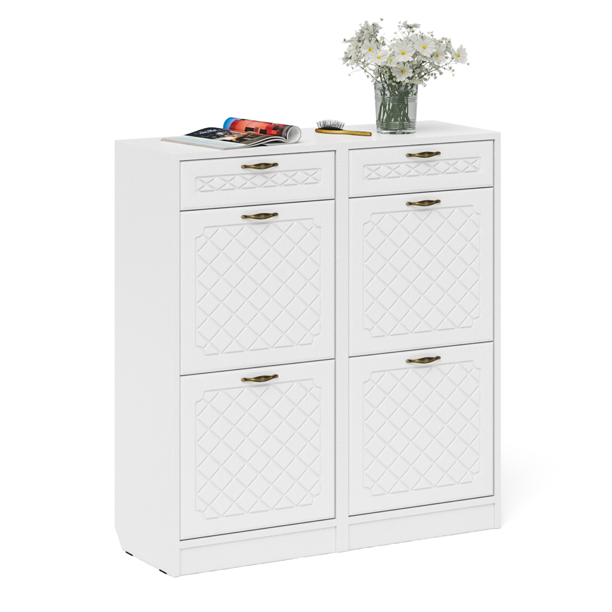 Изображение товара Шкаф для обуви Мебельный двор 1024861 100x108x35 см два полки и ящик белый