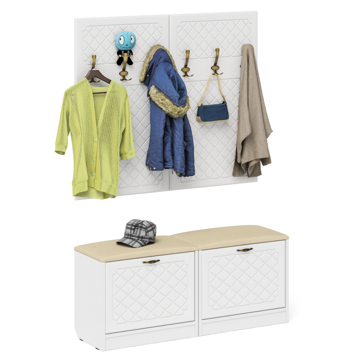 Изображение товара Шкаф для обуви Мебельный двор П-6 белый ламинированный 120x200x35 см