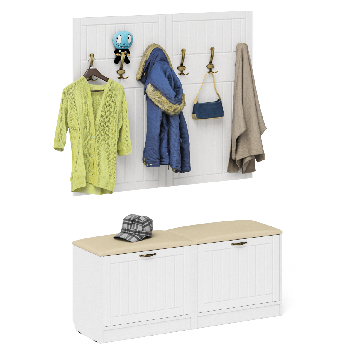 Изображение товара Шкаф для обуви Мебельный двор 1024811 120x200x35 см ЛДСП цвет белый/белый шагрень