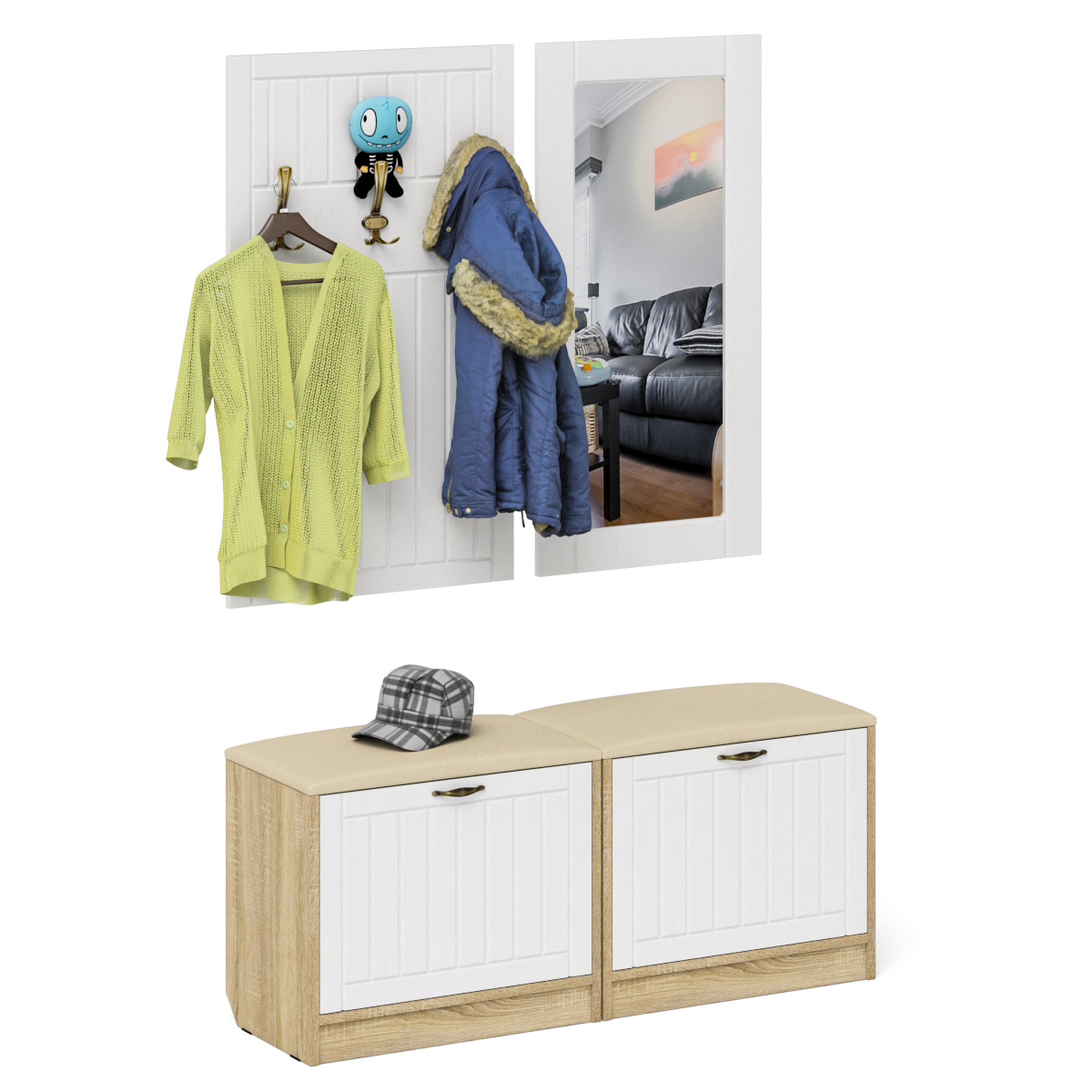 Изображение товара Шкаф для обуви Мебельный двор 1024980 120x200x35 см ЛДСП цвет белый/дуб сонома